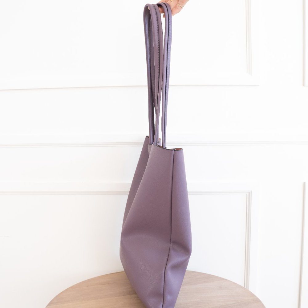 The Ava Genuine Leather Tote Bag Purple - Picture 4 of 11